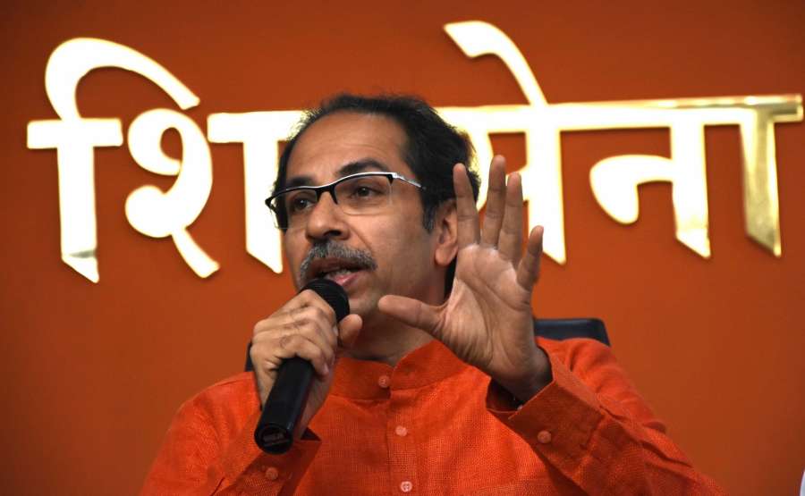 Mumbai: Shiv Sena chief Uddhav Thackeray addresses a press conference on the Supreme Court's verdict in the Ayodhya title dispute case, in Mumbai on Nov 9, 2019. (Photo: IANS) by .