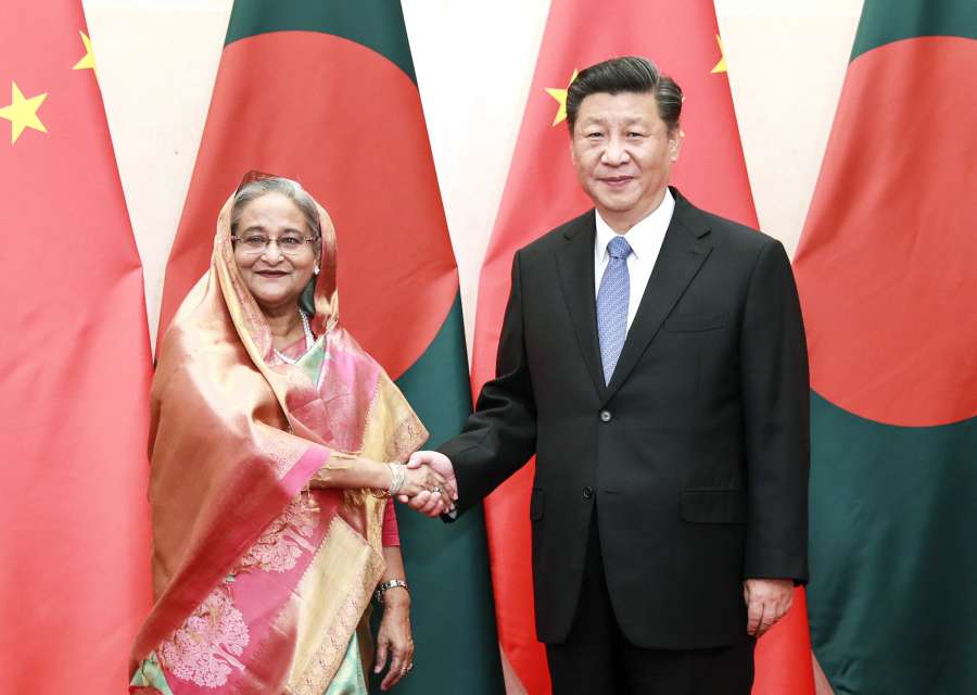 BEIJING, July 5, 2019 (Xinhua) -- Chinese President Xi Jinping (R) meets with Bangladeshi Prime Minister Sheikh Hasina at the Diaoyutai State Guesthouse in Beijing, capital of China, July 5, 2019. (Xinhua/Pang Xinglei/IANS) by . 