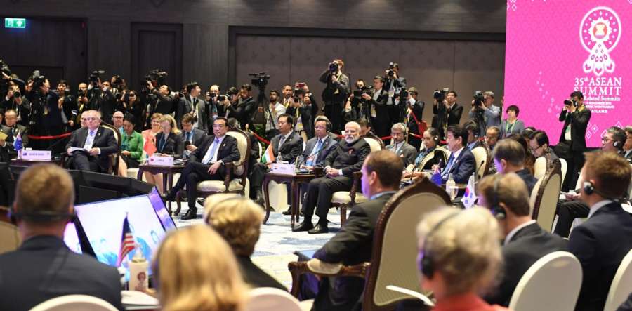 Bangkok: Prime Minister Narendra Modi at the 14th East Asia Summit in Bangkok, Thailand on Nov 4, 2019. (Photo: IANS/PIB) by .