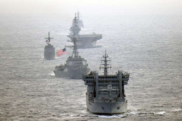 Indian Navy destroyer INS Kolkata and tanker INS Shakti, transits the international waters in the South China Sea along with along with United States Navy guided-missile destroyer USS William P. Lawrence, Japan Maritime Self-Defense Force helicopter-carrier JS Izumo DDH 183 and destroyer JS Murasame, and Philippine Navy patrol ship BRP Andres Bonifacio on May 7, 2019. (Photo: JMSDF/IANS) by .