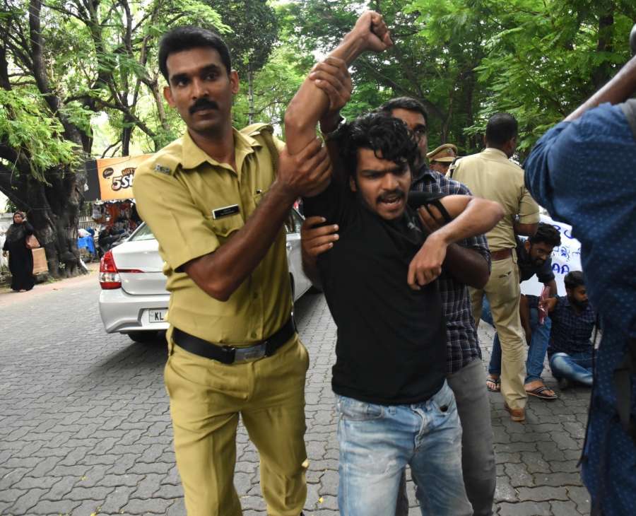 Kochi: Agitators being detained after they protested against the Citizenship Amendment Act (CAA) 2019 and National Register of Citizens (NRC) in Kochi on Dec 19, 2019. (Photo: IANS) by .