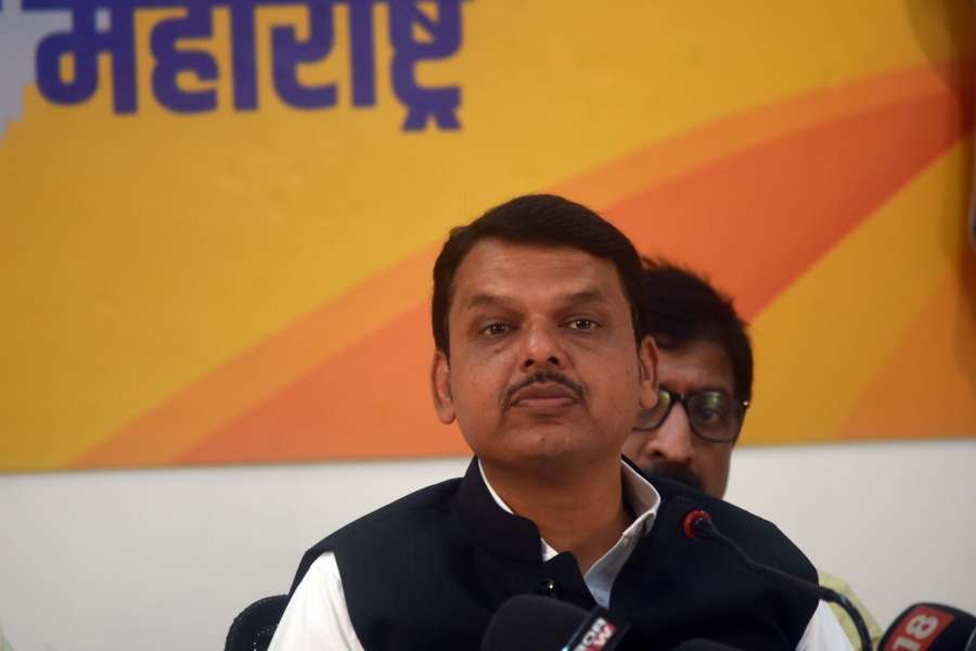 Mumbai: Maharashtra Chief Minister Devendra Fadnavis addresses a press conference at state BJP headquarters in Mumbai on Sep 23, 2019. (Photo: IANS) by .