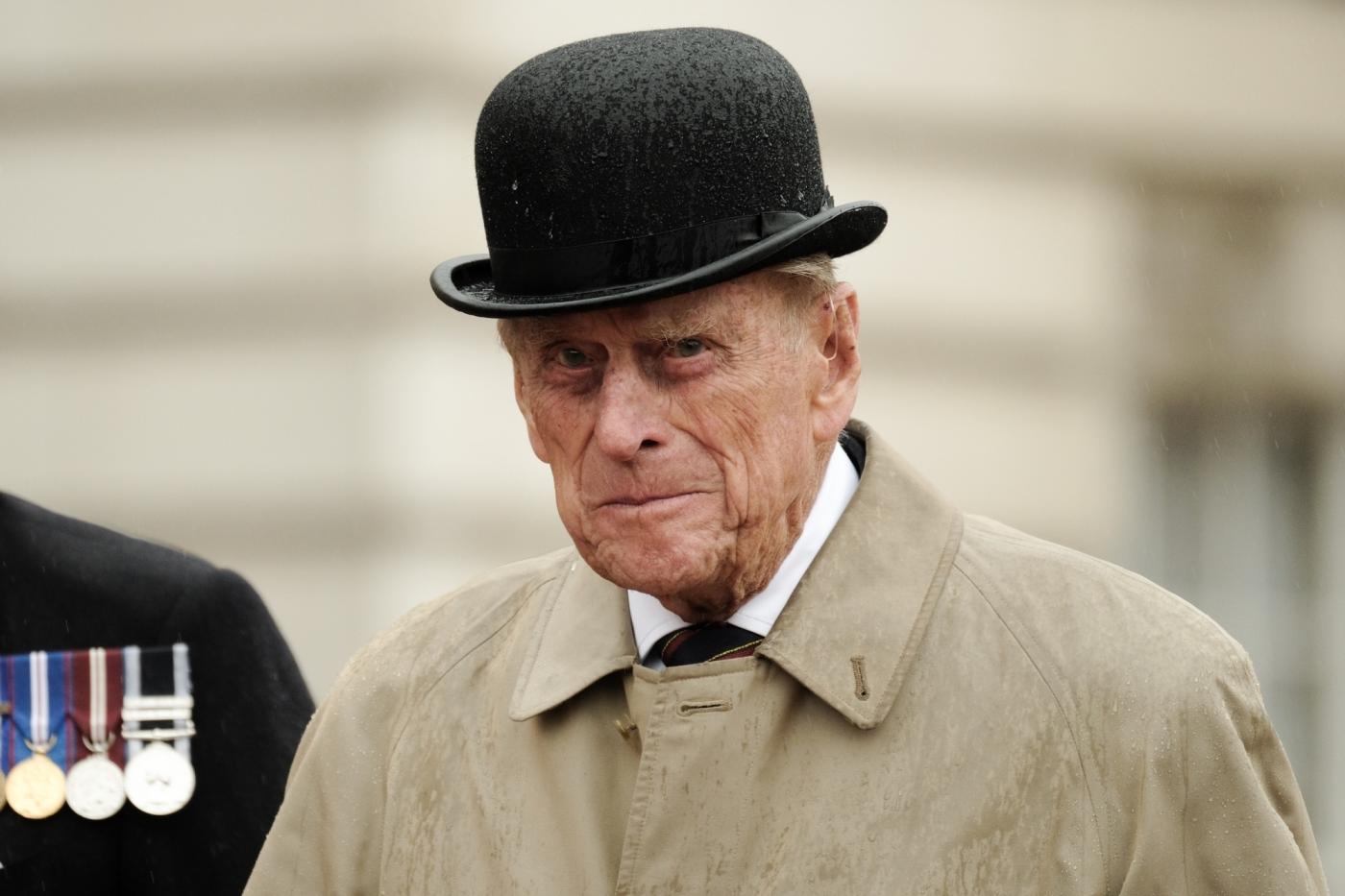 LONDON, Aug. 3, 2017 (Xinhua) -- Britain's Prince Philip, Duke of Edinburgh, reacts as he attends a parade in the role of Royal Marines' Captain General for the last time at Buckingham Palace in London, Britain on Aug. 2, 2017. Prince Philip, husband of Queen Elizabeth II, carries out his final solo public engagement Wednesday before he retires from royal duties. (Xinhua/Pool/IANS) by .
