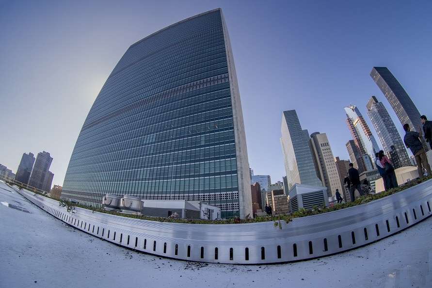 The Gandhi Solar Park and green roof donated by India to the United Nations in September, 2019. The solar park provides green electricity and the green roof captures greenhouse gases while helping control the inside temperature in a natural way. (Photo: UN/IANS) by .
