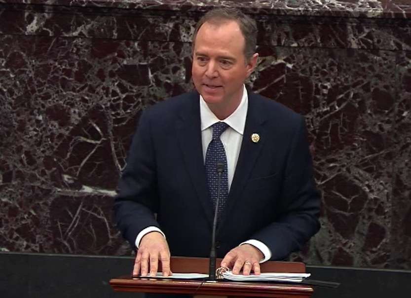 Adam Schiff, the United States House of Representatives Intelligence Committee chair, speaks at the Senate during the trial of President Donald Trump on January 22, 2020. The Democrat was the main prosecutor in the case. (Photo: Senate Video/IANS) by . 
