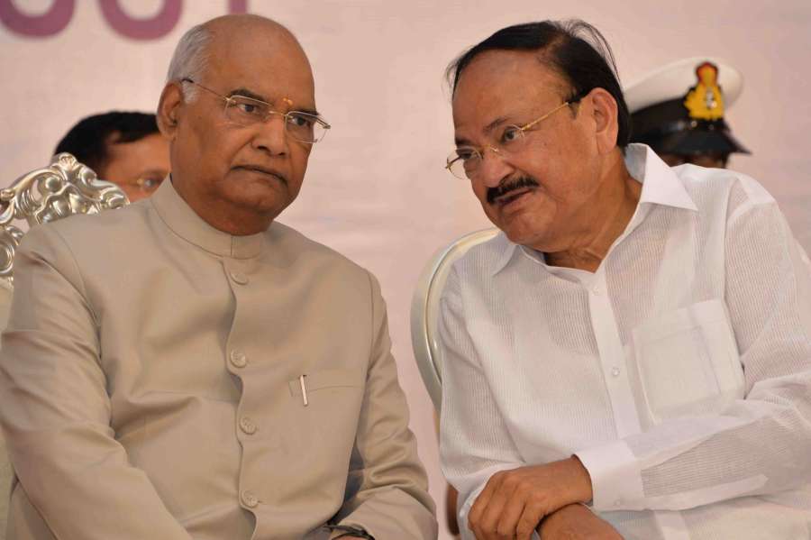 Nellore: President Ram Nath Kovind and Vice President M. Venkaiah Naidu at the 18th anniversary celebrations of Swarna Bharat Trust, in Nellore, Andhra Pradesh, on Feb 22, 2019. (Photo: IANS/PIB) by . 