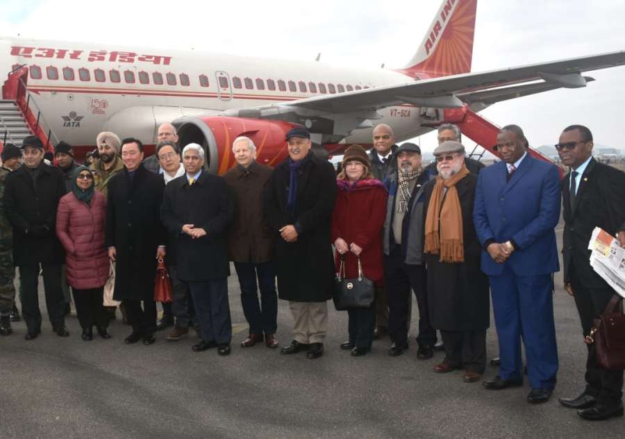 Srinagar: A delegation of 17 foreign envoys arrive in Srinagar to take stock of the ground situation in the Kashmir Valley, on Jan 9, 2020. US ambassador Kenneth I. Juster is also a part of the delegation. (Photo: IANS) by .