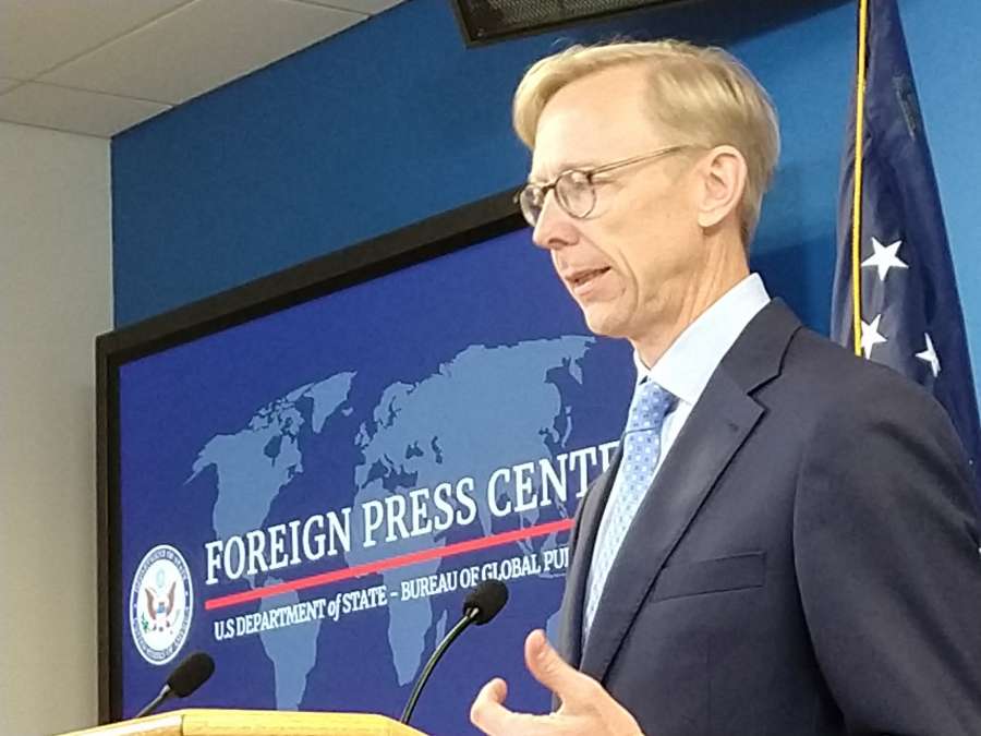 United States Special Representative for Iran, Brian Hook, briefs media in New York on Tuesday, August 20, 2019. (Photo: Arul Louis/IANS) by . 