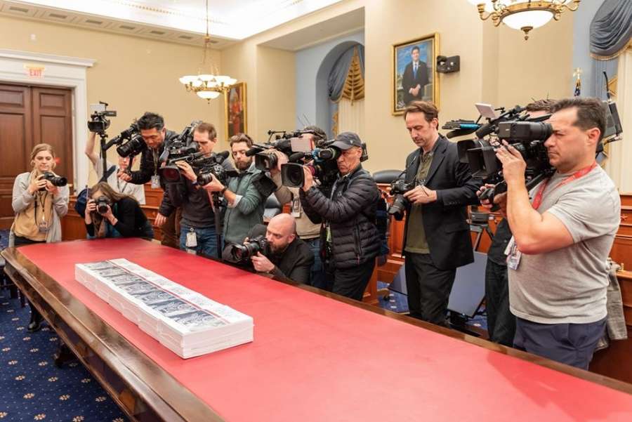 The proposed United States budget for 2021 is readied for release at the US Capitol in Washington on Monday, February 10, 2020. (Photo: USGPO/IANS) by .