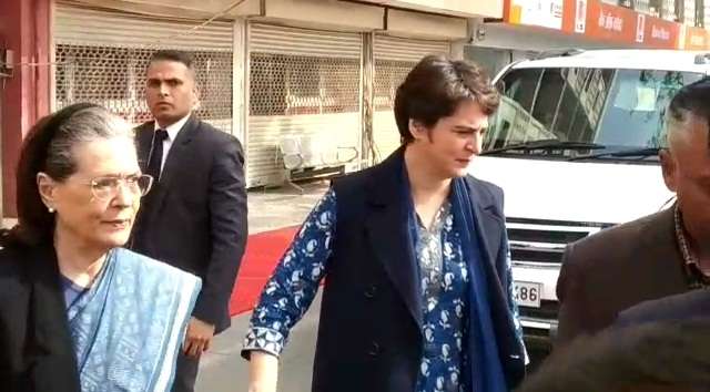 New Delhi: Congress Interim President Sonia Gandhi and General Secretary Priyanka Gandhi Vadra arrive to cast their votes for the Delhi Assembly elections 2020 at a polling booth in central Delhi's Nirman Bhawan on Feb 8, 2020. (Photo: IANS) by . 