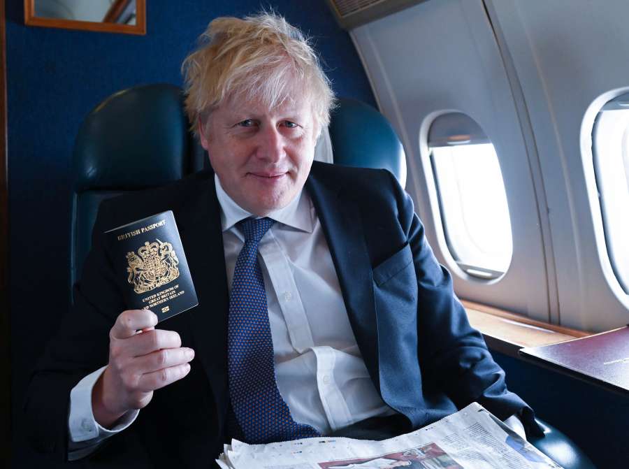 Boris Johnson new Blue Passports by . 