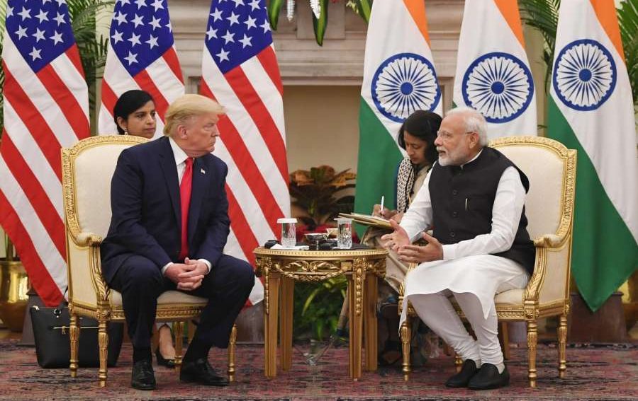 New Delhi: Prime Minister Narendra Modi meets US President Donald Trump at the Hyderabad House in New Delhi on Feb 25, 2020. (Photo: IANS/PIB) by . 