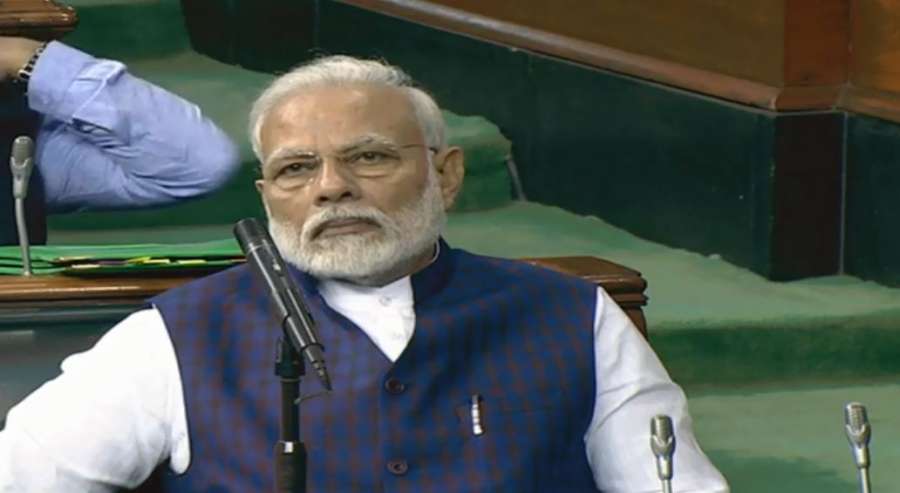 New Delhi: Prime Minister Narendra Modi during the presentation of the Union Budget 2020-21 by Union Finance and Corporate Affairs Minister Nirmala Sitharaman in the Parliament, in New Delhi on Feb 1, 2020. (Photo: IANS) by . 