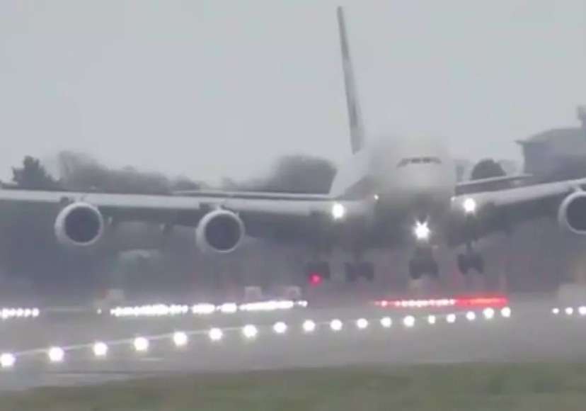 Passenger plane weighing 5,73,794 kg lands sideways in London. by . 