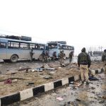 The site on on the Srinagar-Jammu highway where 40 Central Reserve Police Force (CRPF) troopers were killed in a suicide attack by militants in Jammu and Kashmir's Pulwama district on Feb 14, 2019. (File Photo: IANS) by . 