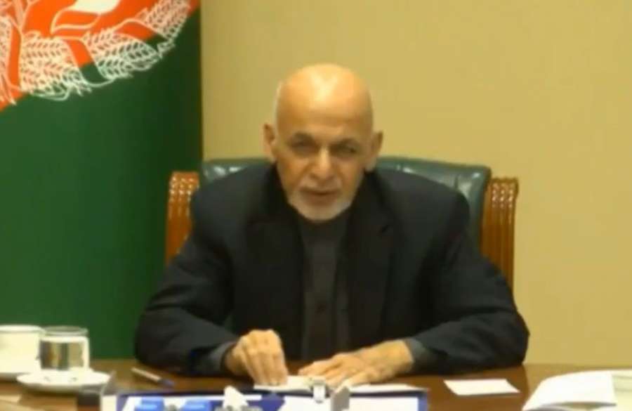 Kabul: Afghanistan President Ashraf Ghani interacts with the leaders of SAARC nations on combating COVID-19 (Coronavirus) pandemic, via video conferencing in Kabul on March 15, 2020. (Photo: IANS/PIB) by . 