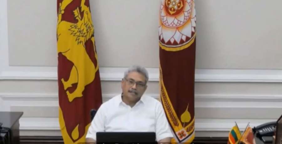 Colombo: Sri Lankan President Gotabaya Rajapaksa interacts with the leaders of SAARC nations on combating COVID-19 (Coronavirus) pandemic, via video conferencing in Colombo on March 15, 2020. (Photo: IANS/PIB) by .