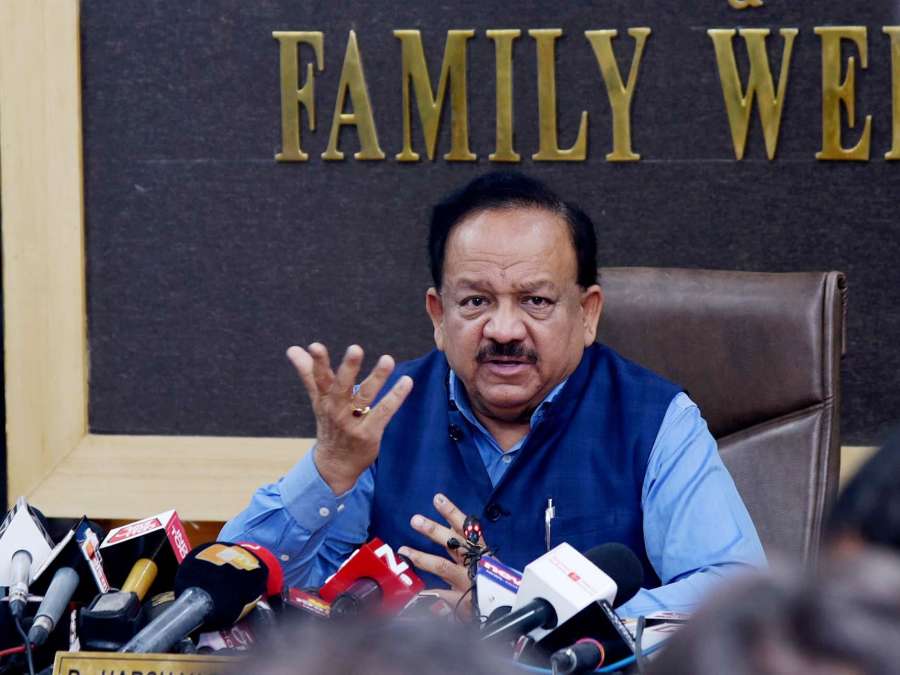 New Delhi: Union Health Minister Harsh Vardhan addresses a press conference on the updates and preparedness on Coronavirus (COVID-19), in New Delhi on March 4, 2020. (Photo: IANS/PIB) by . 