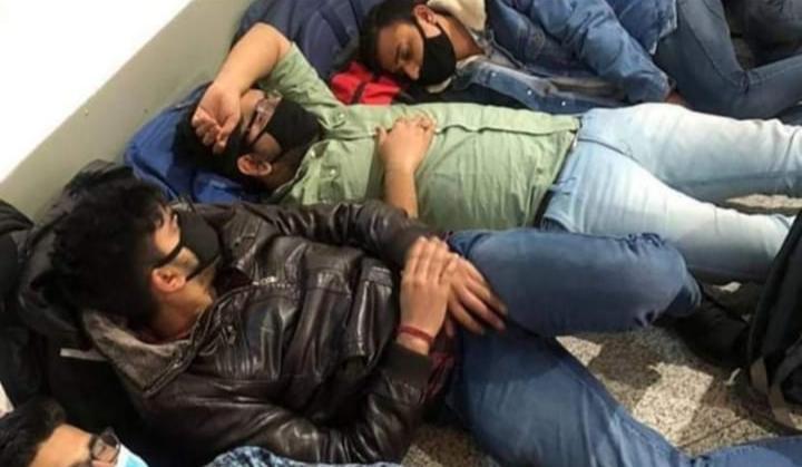 Indian students at Kazakhstan airport. by . 