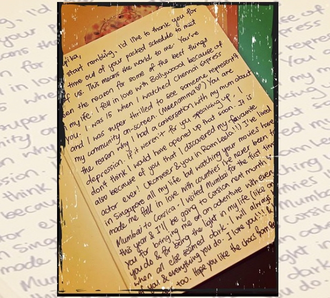 Deepika Padukone shares handwritten letters written by fans. by .