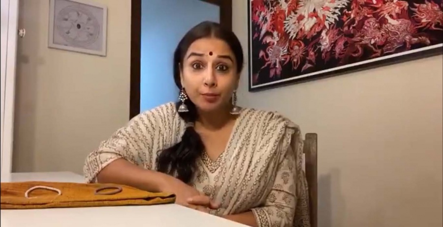 Lockdown diaries: Vidya Balan makes mask out of blouse piece. by .