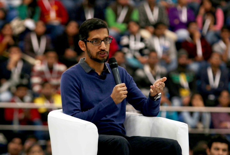 New Delhi: Google CEO Sundar Pichai during a programme at Sri Ram College of Commerce (SRCC) in New Delhi, on Dec 17, 2015. (File Photo: Sunil Majumdar/IANS) by . 