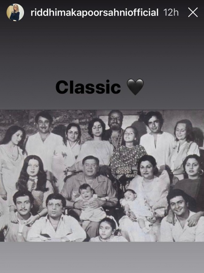 Riddhima Kapoor shares a 'classic' Kapoor family portrait. by . 