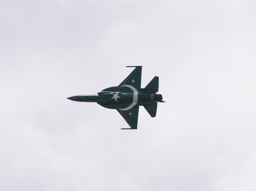 PARIS, June 18, 2019 (Xinhua) -- A JF-17 Thunder from the Pakistan Air Force performs during a flight display at the 53rd International Paris Air Show held at Le Bourget Airport near Paris, France, June 17, 2019. The JF-17 Thunder was jointly developed by China and Pakistan. (Xinhua/Gao Jing/IANS) by . 