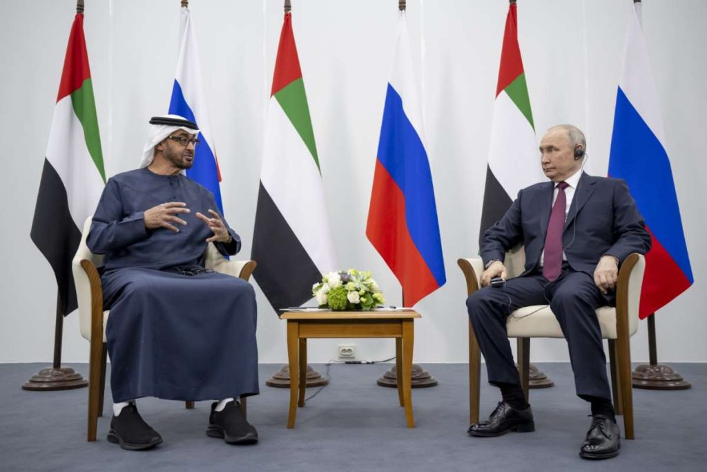 UAE President Sheikh Mohamed bin Zayed meets Russian President Vladimir Putin