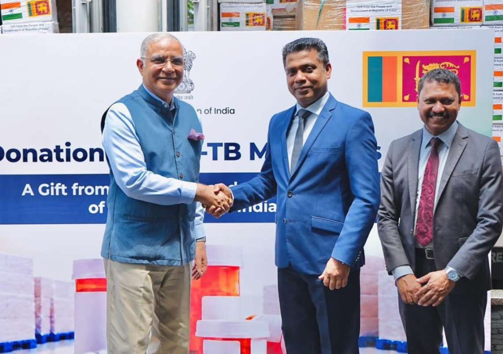 India’s High Commissioner to Sri Lanka, Santosh Jha, handed over the consignment to Sri Lankan Minister of Health and Mass Media Nalinda Jayatissa
