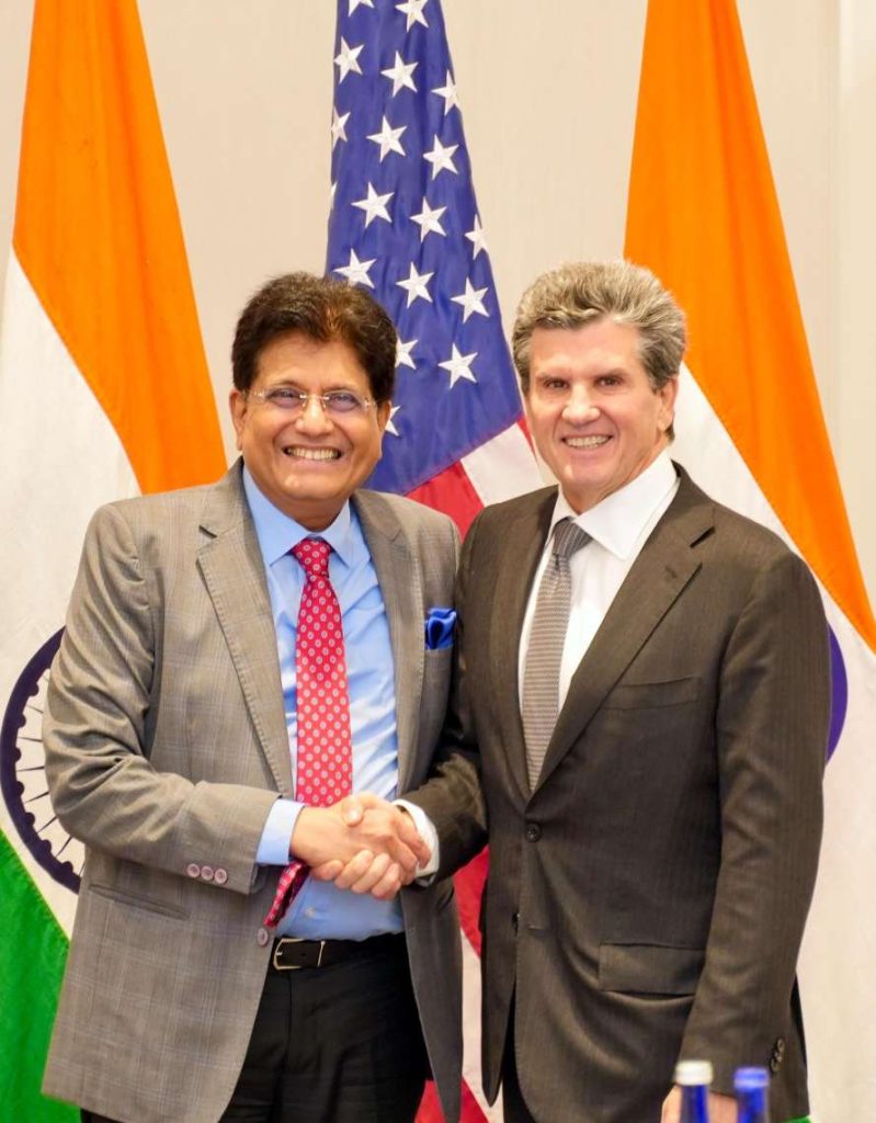 William E. Ford, Chairman & CEO of General Atlantic with India's Piyush Goyal