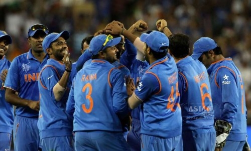 Indian team celebrate the victory over Bangladesh