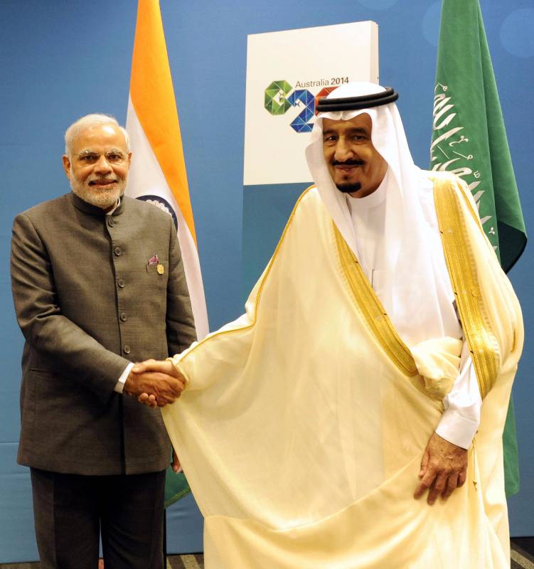 Indian Prime Minister Narendra Modi with  King Salman Bin Abdulaziz Al Saud, in Brisbane, Australia on Nov 16, 2014