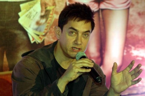 Patna: Actor Aamir Khan during a press conference for the promotion of his upcoming film `PK` in Patna on Dec. 6, 2014. 