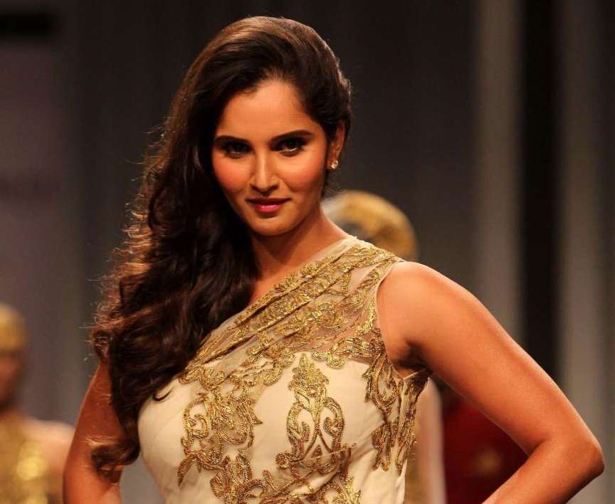 Indian tennis player Sania Mirza walks the ramp 