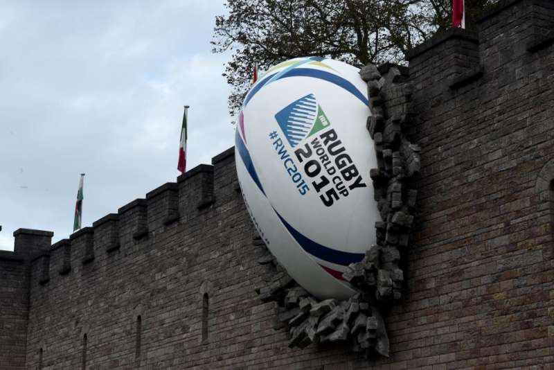 Rugby ball in the wall