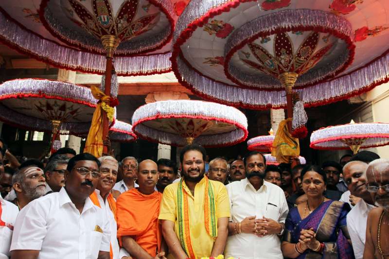 eople participate in Tirupathi Kudai (Tirupati umbrella) procession in Chennai