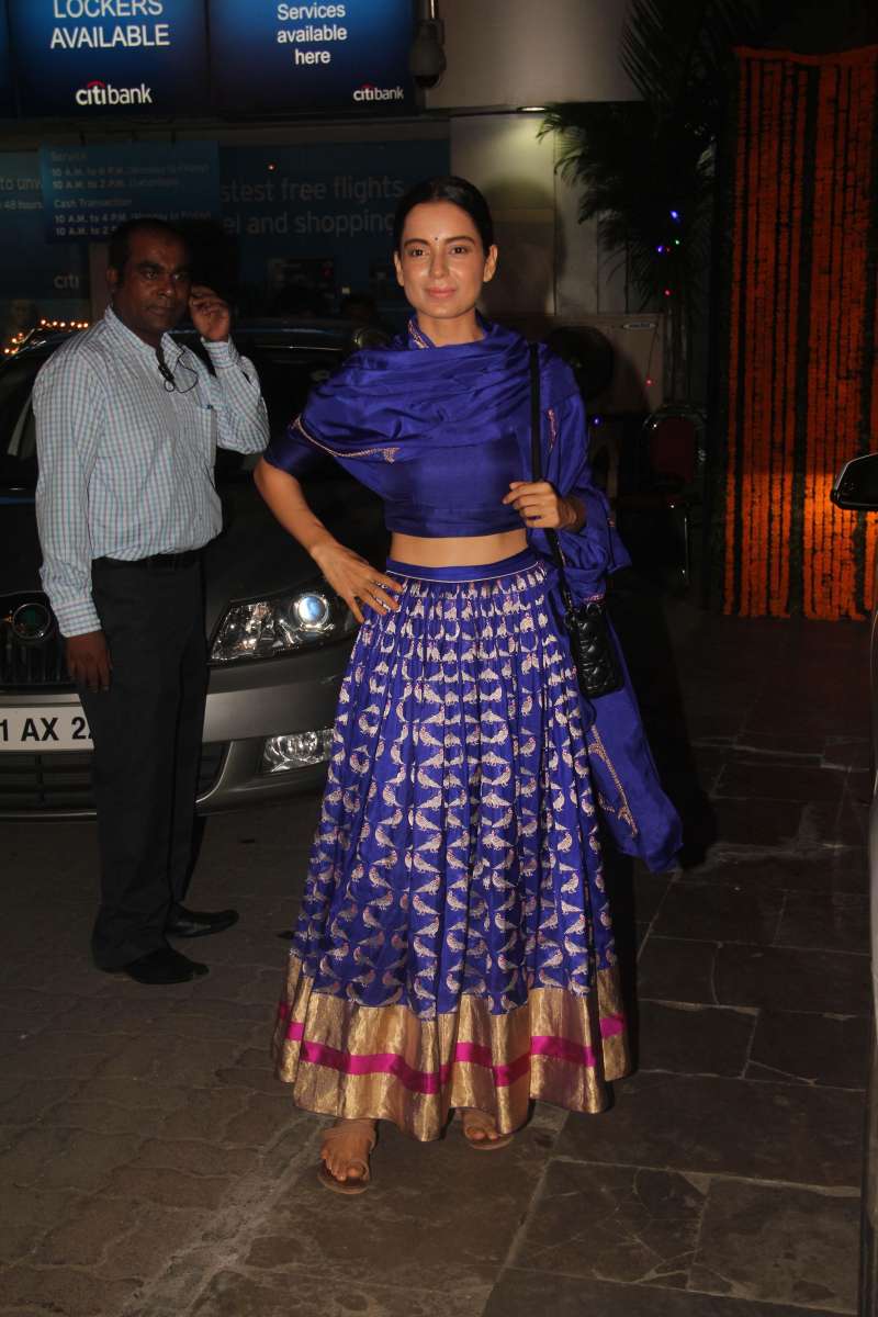 Mumbai: Actor Kangana Ranaut during Amitabh Bachchan's Diwali party in Mumbai, on Oct.23, 2014. (Photo: IANS)