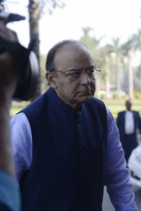 Union Minister for Finance and Corporate Affairs Arun Jaitley at Parliament in New Delhi (Photo: IANS)