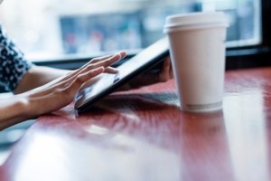 Woman using ipad