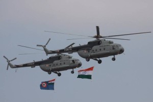 IAF helicopters participate in Aero India 2017 at Yelahanka Air Force Station, Bengaluru (Photo: IANS)