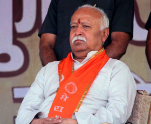 RSS chief Mohan Bhagwat during a programme in Hoshangabad of Madhya Pradesh (Photo: IANS)