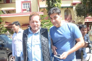 Mumbai: Screenwriter Salim Khan and his son Arbaaz Khan arrive to cast their votes during BMC Polls in Mumbai on Feb 21, 2017. (Photo: IANS)