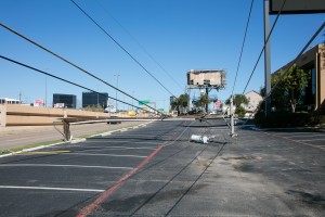 DALLAS (U.S.), Oct. 21, 2019 (Xinhua) -- Photo taken on Oct. 21, 2019 shows a broken electricity pole after a tornado in the Dallas region of Texas, the United States. A tornado on Sunday night swiped the Dallas region in northeastern Texas, causing damage to multiple buildings and knocking out power to thousands of people. (Photo by Dan Tian/Xinhua/IANS)