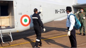 New Delhi: Indian Navy transports samples for COVID-19 for testing from Goa to Pune, the force said on Wednesday. A Dornier aircraft of the Indian Navy carrying 38 samples for COVID-19 testing took off from INS Hansa to Pune on March 31. The samples were carried by an official from the Goa State Health department. (Photo: IANS)